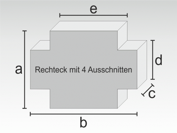 Schaumstoff Rechteck mit 4 Ausschnitten